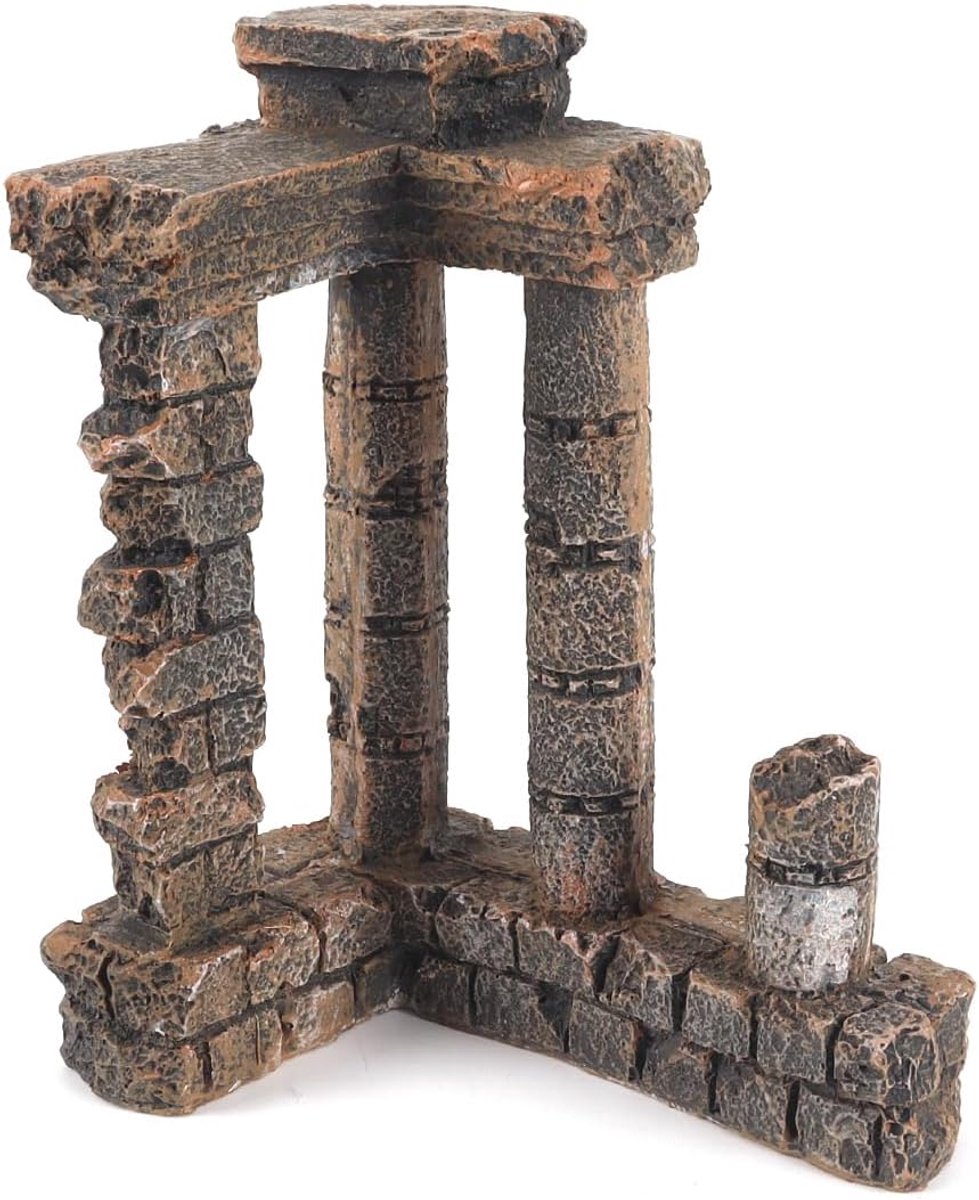 Ornament in Romeinse zuilstijl, aquariumdecoratie in zuilvorm voor betta-vissen, schuilplaats/grot 15x12,5x8cm