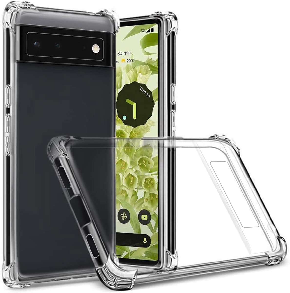 Kristalhelder ontworpen voor Google pixel 6 hoesje, [verbeterde schokbestendige airbag] dunne slanke zachte TPU siliconen schokbestendige telefoonhoesjes, dunne slim fit hoes voor pixel 6 (6,4