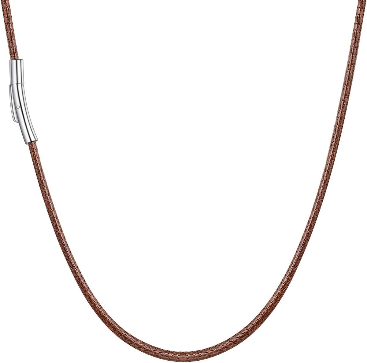 Zwarte ketting voor heren, 2 mm/3 mm, halsketting met trekkoord, sluiting van roestvrij staal, eenvoudig, voor heren en dames, 41 cm/46 cm/51 cm/55 cm/61 cm/66 cm/71 cm/76 cm