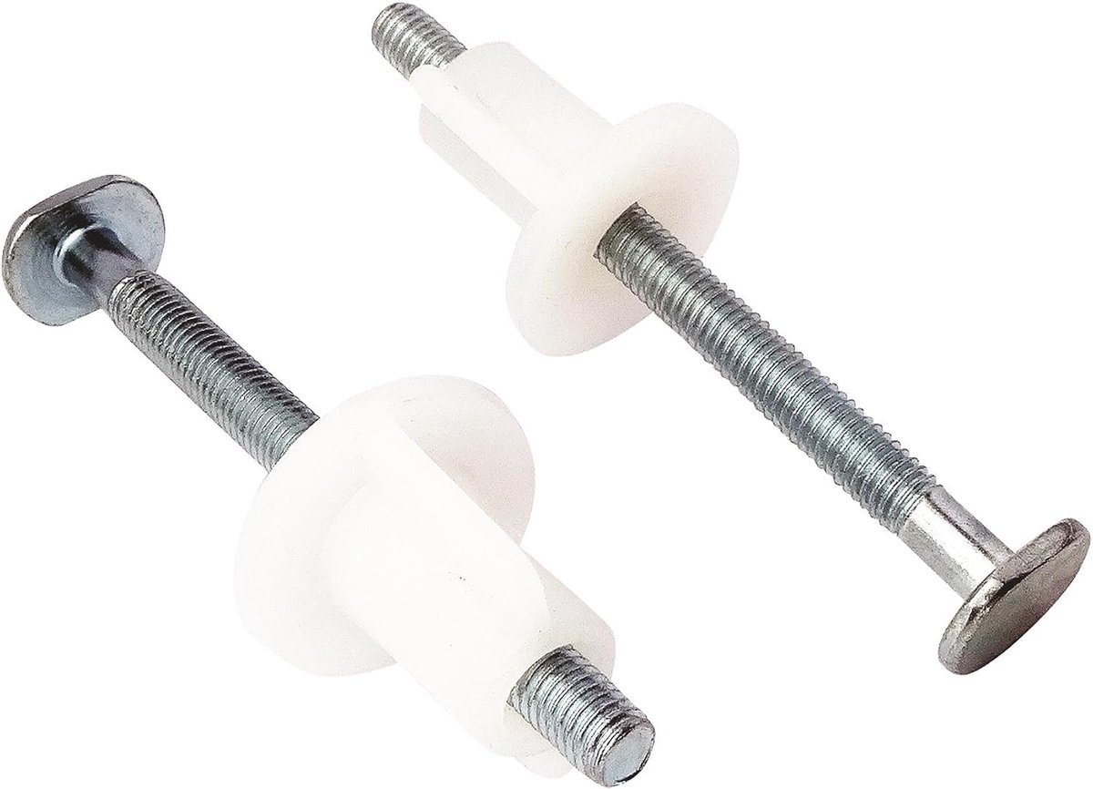 For You Bevestiging van toiletbril 2 rechthoekige schroeven 75 mm verzinkt staal+2 HDPE-moeren 6mm | Complete set om de bevestiging van je wc-bril eenvoudig te vervangen, compatibel met de meeste modellen.