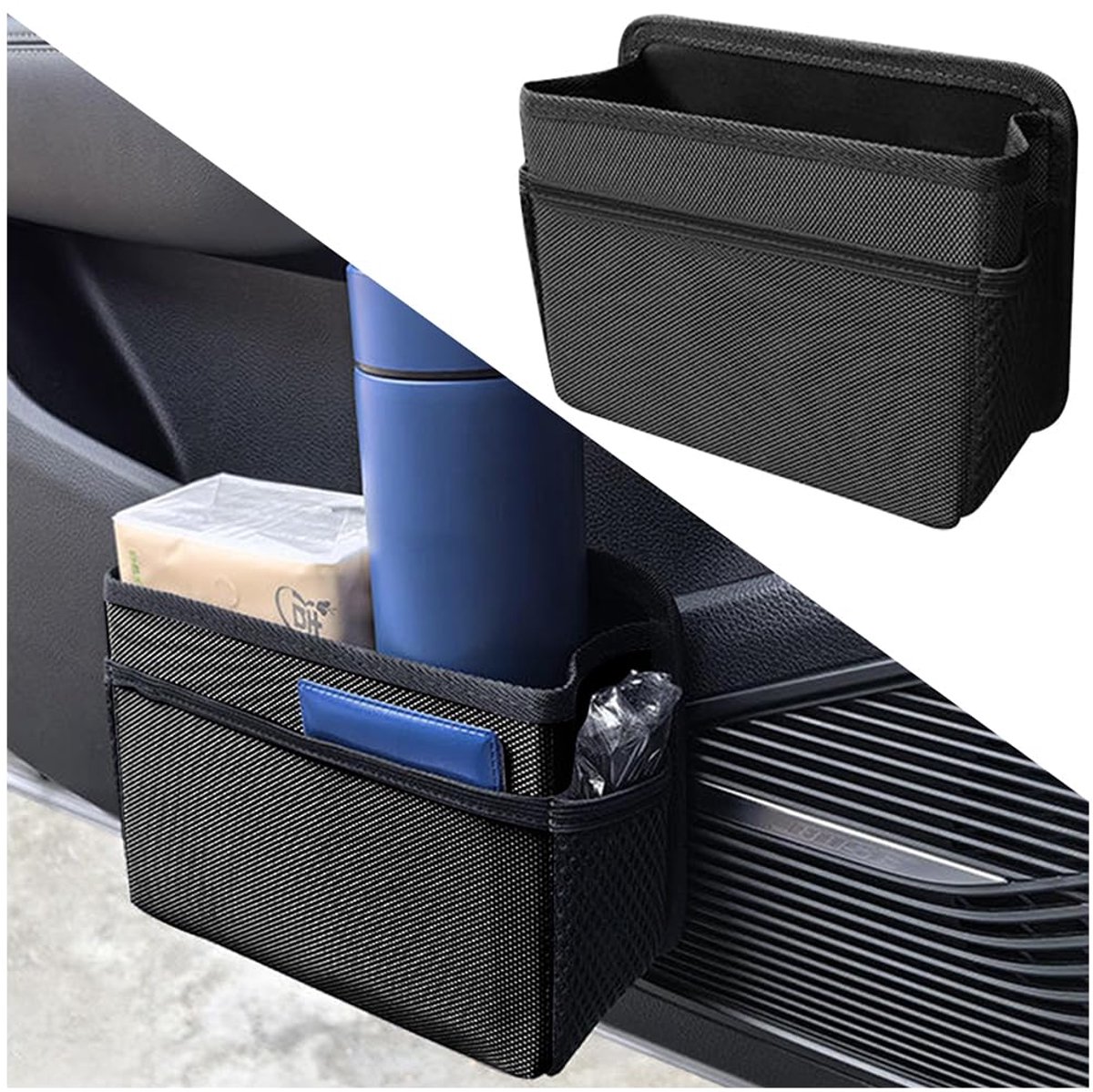 Auto zijdeur prullenbak, multifunctionele auto opslag zijdeur prullenbak opvouwbaar, mini draagbaar voertuig interieur opknoping vuilnisbak, auto vuilnisbak universeel voor SUV, vrachtwagen