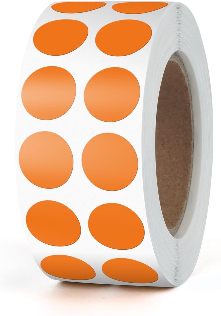 stickers, 13 mm, oranje, zelfklevend, rol, kleine plakpunten, etiketten, kleurcodering, cirkelstickers, weerbestendig, 2000 stuks