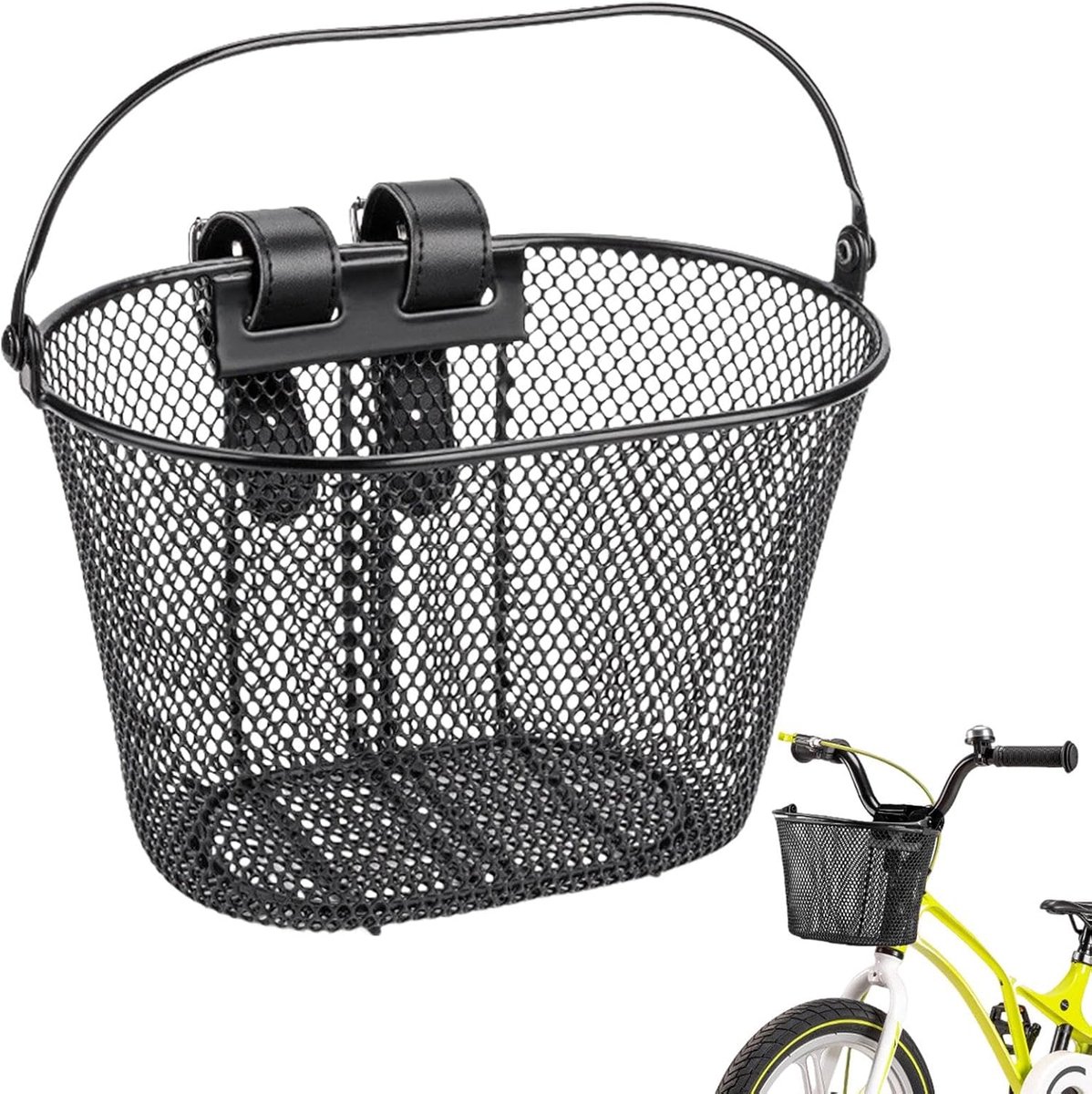 Fietsmand, verstelbare waterdichte voormand, metalen fietsmand, grote capaciteit cargo mand met gesp leuke fietsaccessoires voor driewielers en scooters