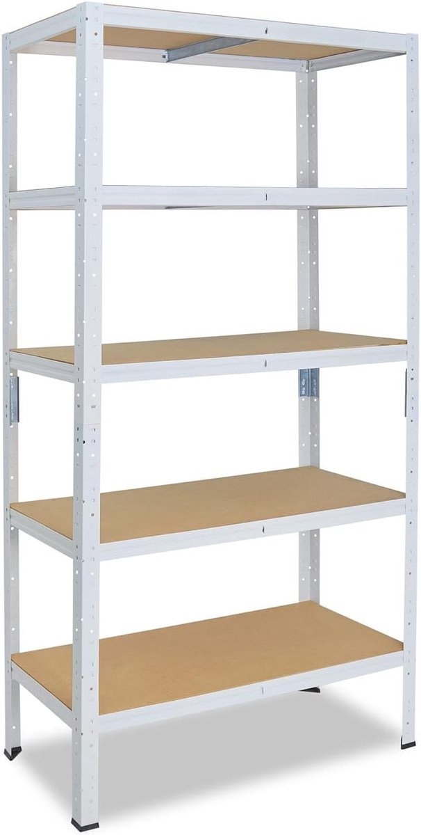 Shelfplaza HOME 200x90x30 cm metalen stellingkast in wit met 5 planken en 175 kg draagvermogen per plank