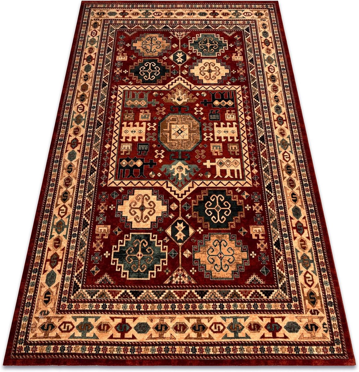 tapijt KASHQAI 4306 300 Oosters, Frame, 100% wol, Klassiek, terracotta/beige 67x275 cm