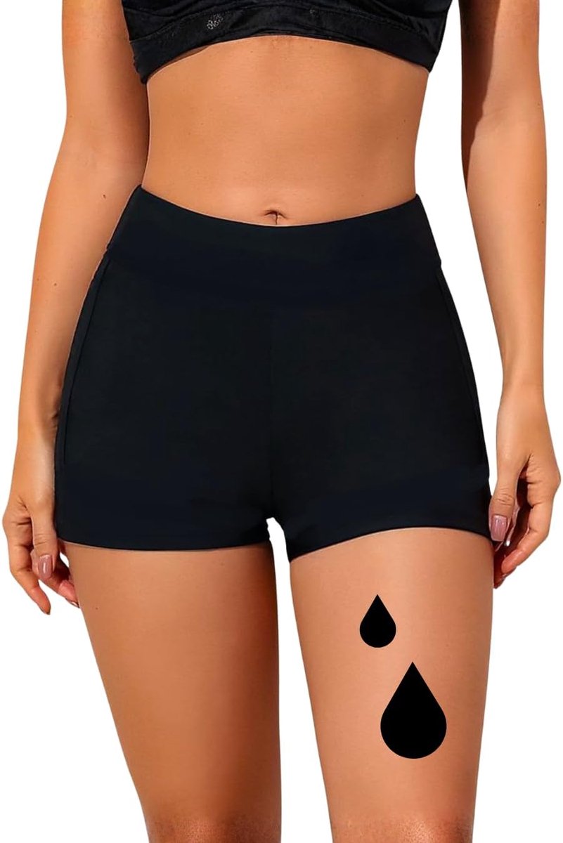 Menstruatie zwem boxer high waist XXS-XXL - wasbaar - geschikt voor zware vloed - comfortabel zwemmen - SnelShoppen