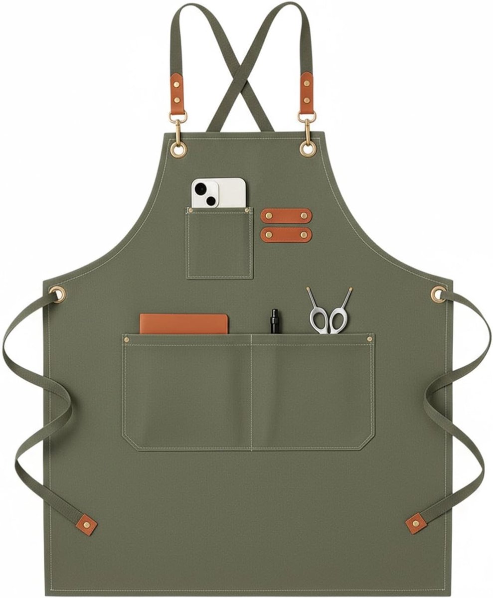 Keuken Schort - Verstelbaar Canvas - Grote Zak - Ideaal voor Koken en Barbecue - SnelShoppen