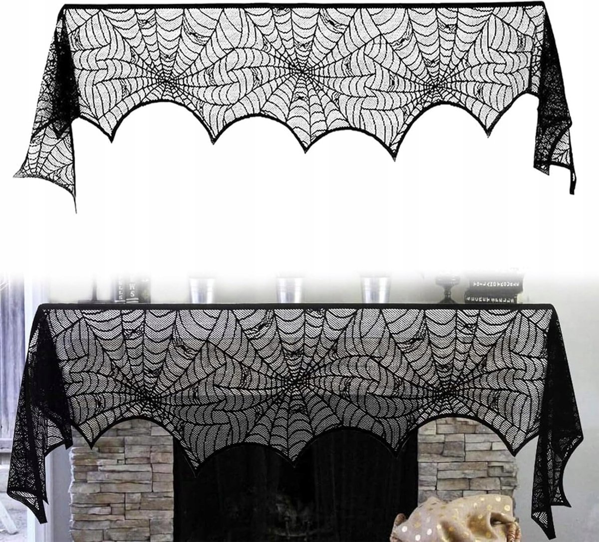 Zwarte Halloween Spinnenweb Decoratie 244 x 46 cm