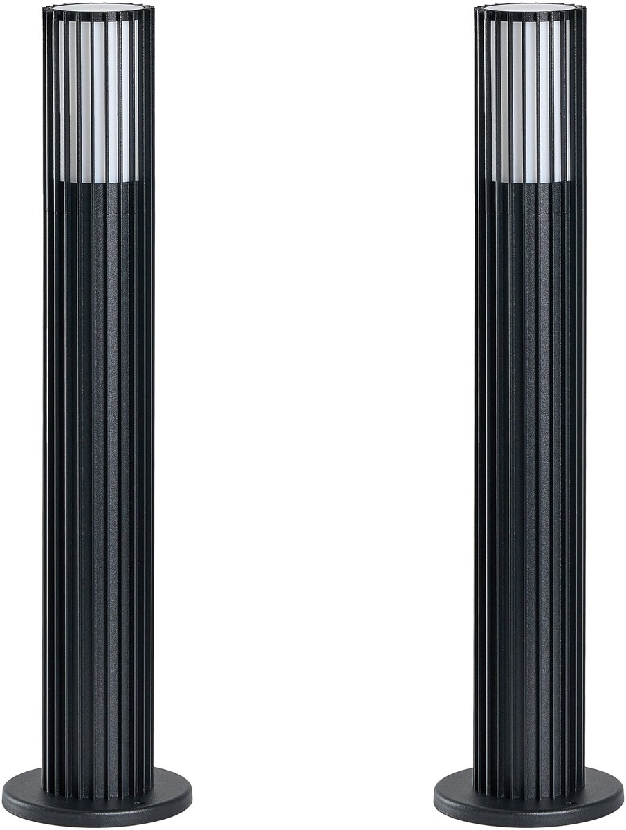 ERNAN - Set van 2 paallampen - Zwart - Aluminium