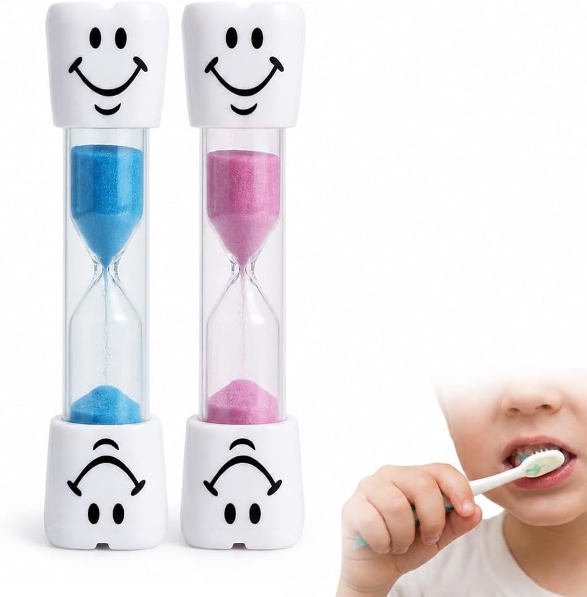 Zandloper 3 minuten - kleurrijk ontwerp - glimlachend design - ideaal voor tandenpoetsen - ShopVlot