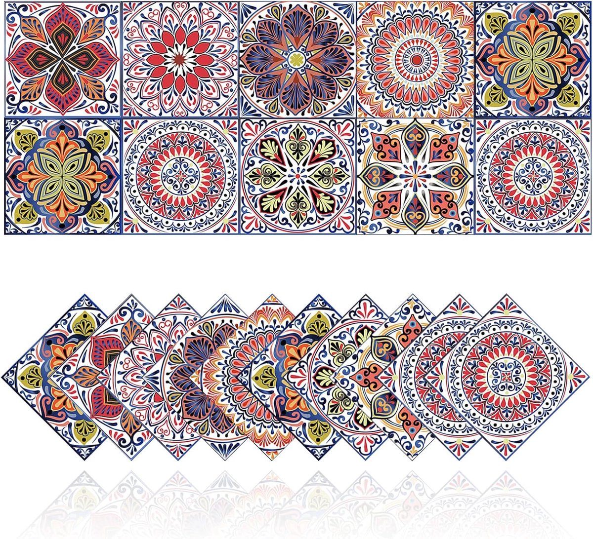 Tegelstickers retro 20x10cm - PVC zelfklevend - waterdicht en olieproof - vernieuw je badkamer of keuken - ShopVlot