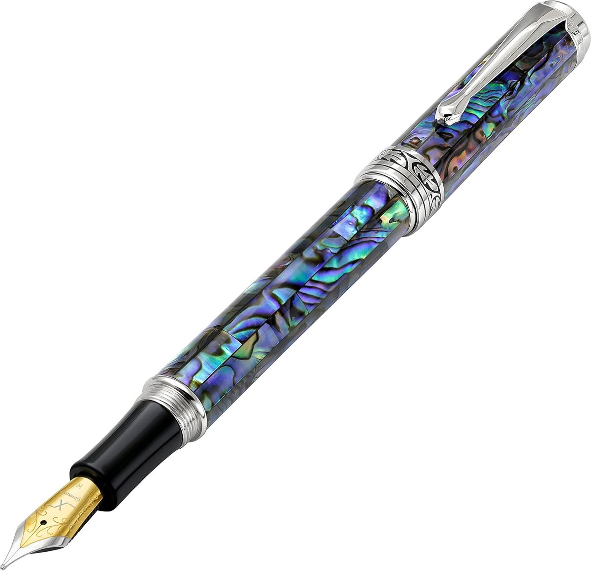 Vulpen medium nib - natuurlijke abalone schelp - handgemaakt - luxe schrijfgerei - ShopVlot