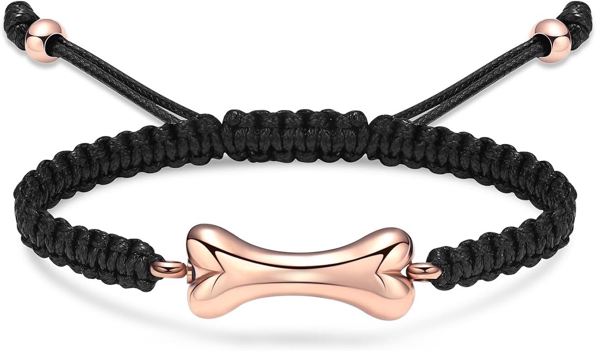 Urn armband met hondenbotjes - verstelbaar - gevlochten touw - herinnering aan uw huisdier - ShopVlot