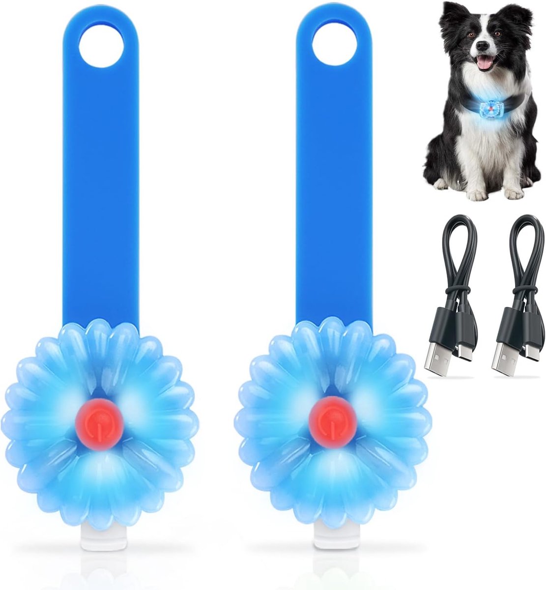 LED Veiligheidslichten voor Hondenhalsband - Oplaadbaar - 3 Flitsmodi - Veiligheid tijdens Nachtwandelingen - ShopVlot