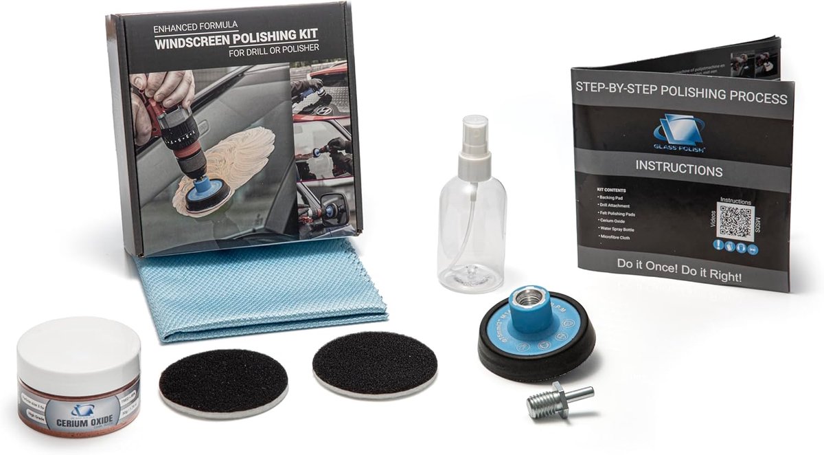 Voorruit polijstset 75 mm - glashelderheid herstellen - verwijder krassen en watervlekken - snel en efficiënt - ShopVlot