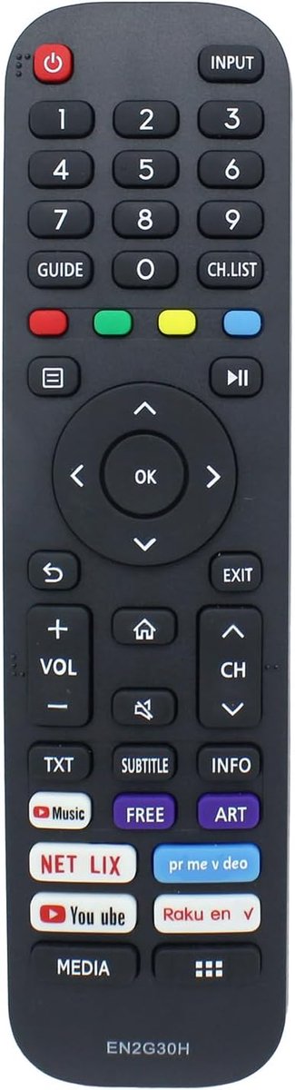 Afstandsbediening EN2G30H voor Hisense Smart TV - Geschikt voor diverse modellen - Direct klaar voor gebruik - ShopVlot