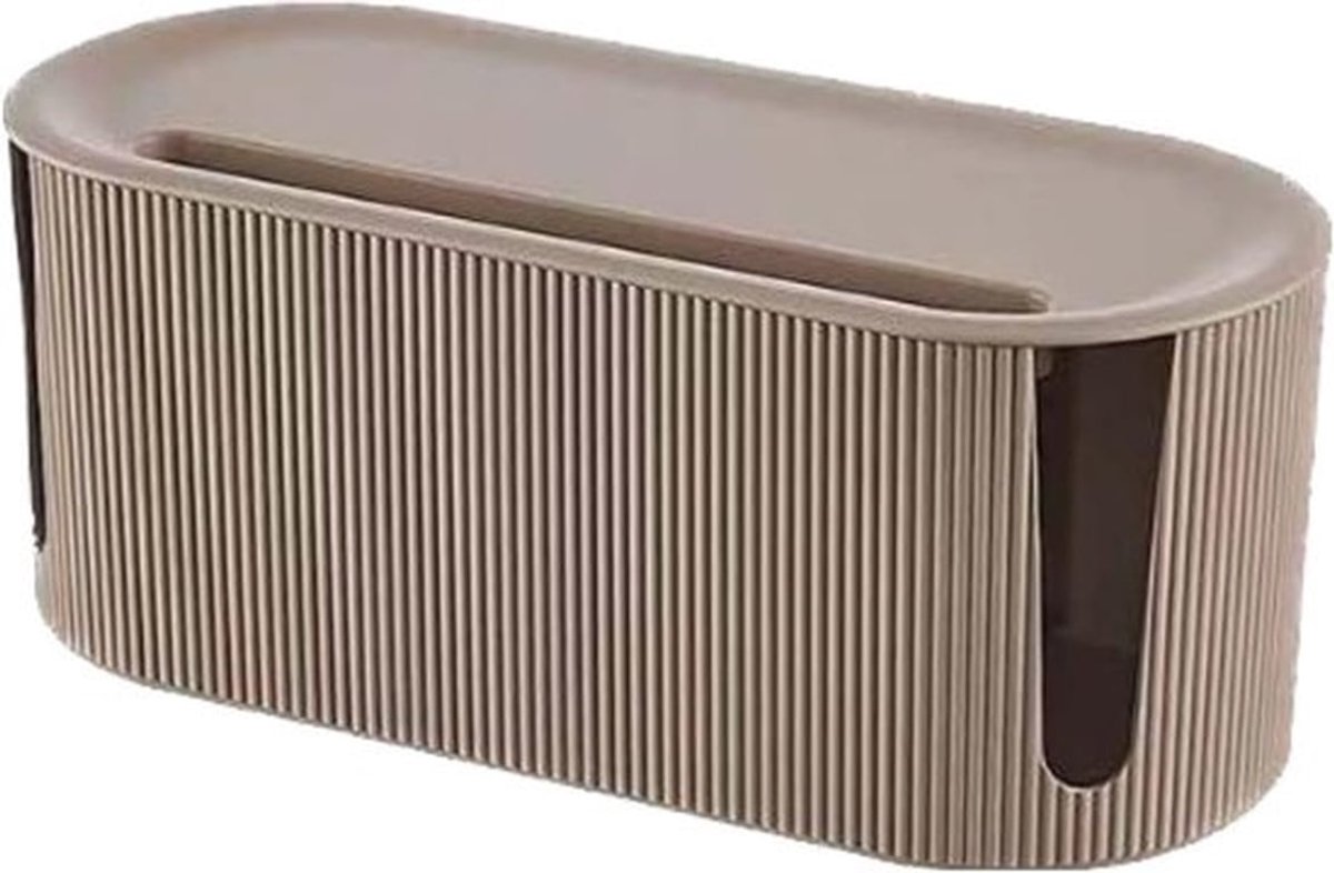 beige kabelbox organizer voor een opgeruimd huis en kantoor - stijlvol kabelmanagement zonder wirwar van kabels, beige