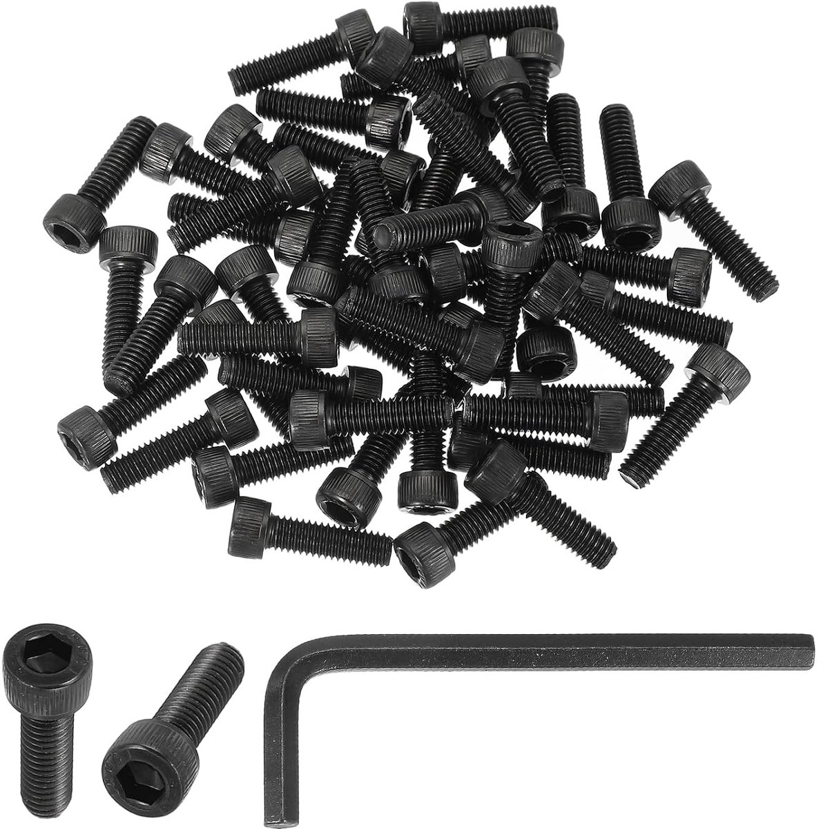 M6 x 20 mm zeskantschroeven met binnenzeskantkop, verpakking van 50 stuks, 12,9 graden koolstofstaal, zeskantschroef met inbussleutel, zwart