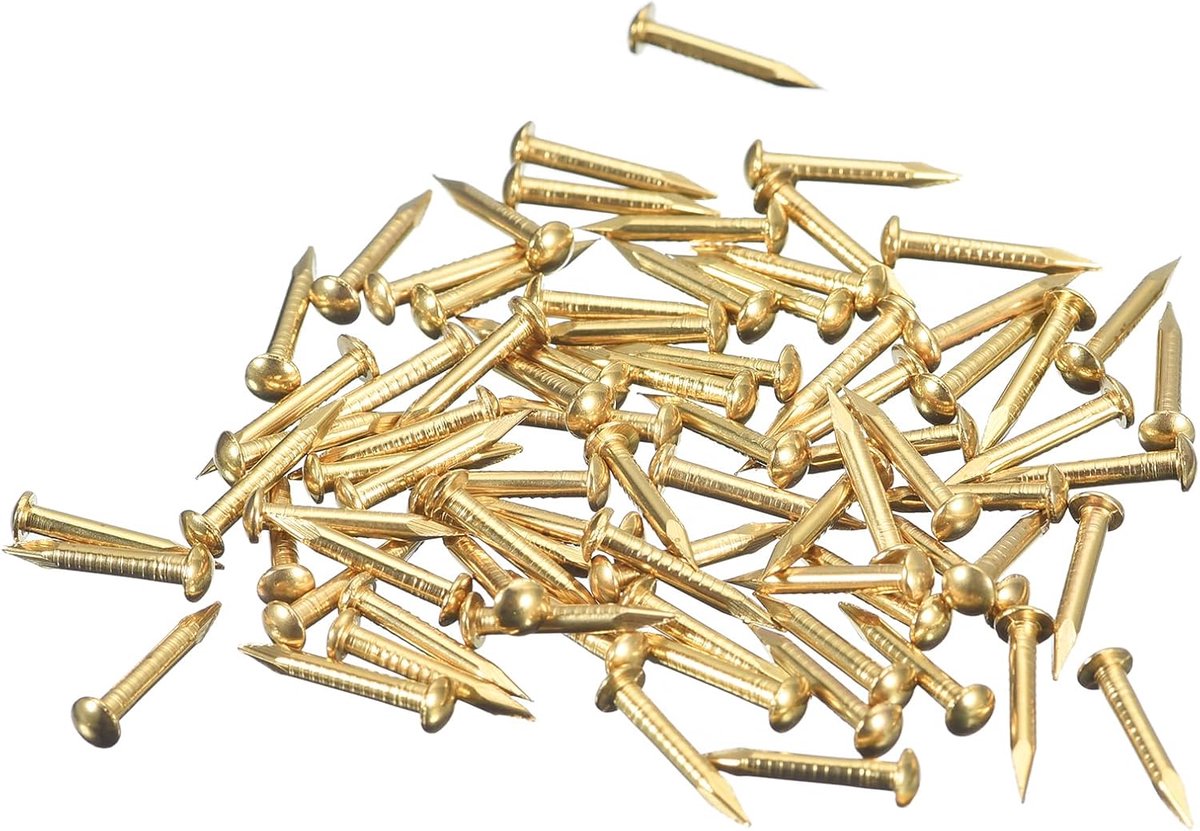 70 stuks kleine kleine nagels, 1,5 x 12 mm (d x l), kleine messing nagels, hardware, ronde kop, messing, nagel voor hout, doe-het-zelfprojecten, decoratieve dozen, huishouden, messing klei