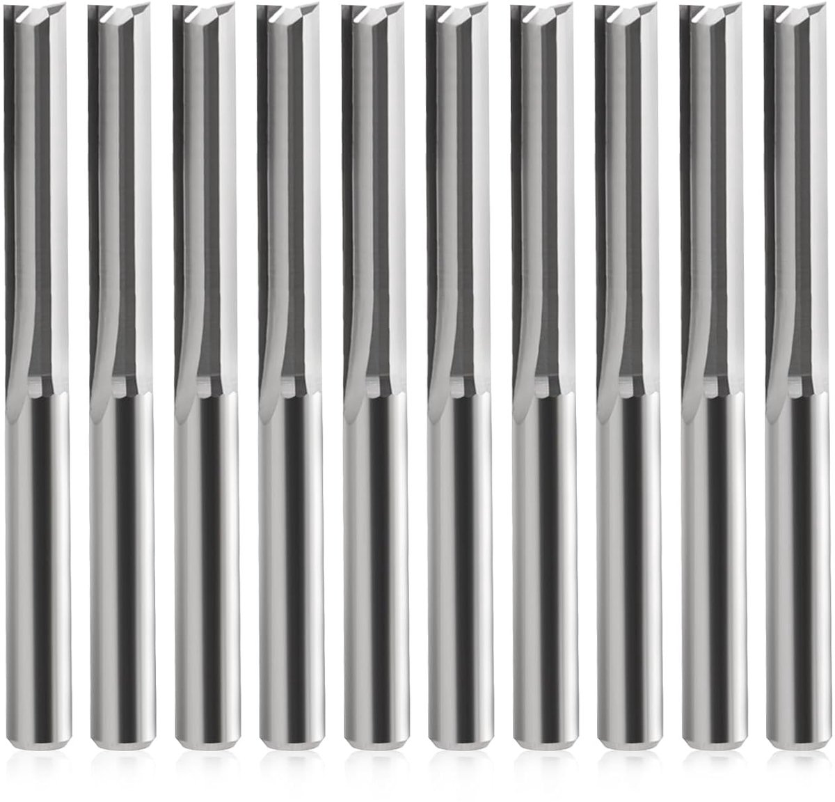 4 mm schacht, 22 mm CEL 2 fluiten, rechte schachtfrees, hardmetaal, CNC-frees, graveerbit, rechte sleuffrees voor hout, 10 stuks