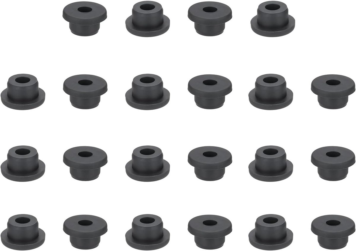 Sluitringen van siliconenrubber, 22 stuks, 19 mm, boorgat, 10 mm binnendiameter, rubberen stoppen in hoedvorm voor bekabeling, irrigatiesysteem, firewall, zwart