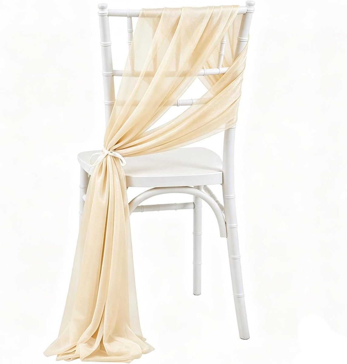 Stof, stoeldecoratie, tule, stoelstrikken, bruiloft, stoel, bruiloftsstoel, decoratie, tule, stoelslijpen, strikken, chiffon, decoratiestoffen voor bruiloft, feest, Kerstmis, champagne, 10 stuks