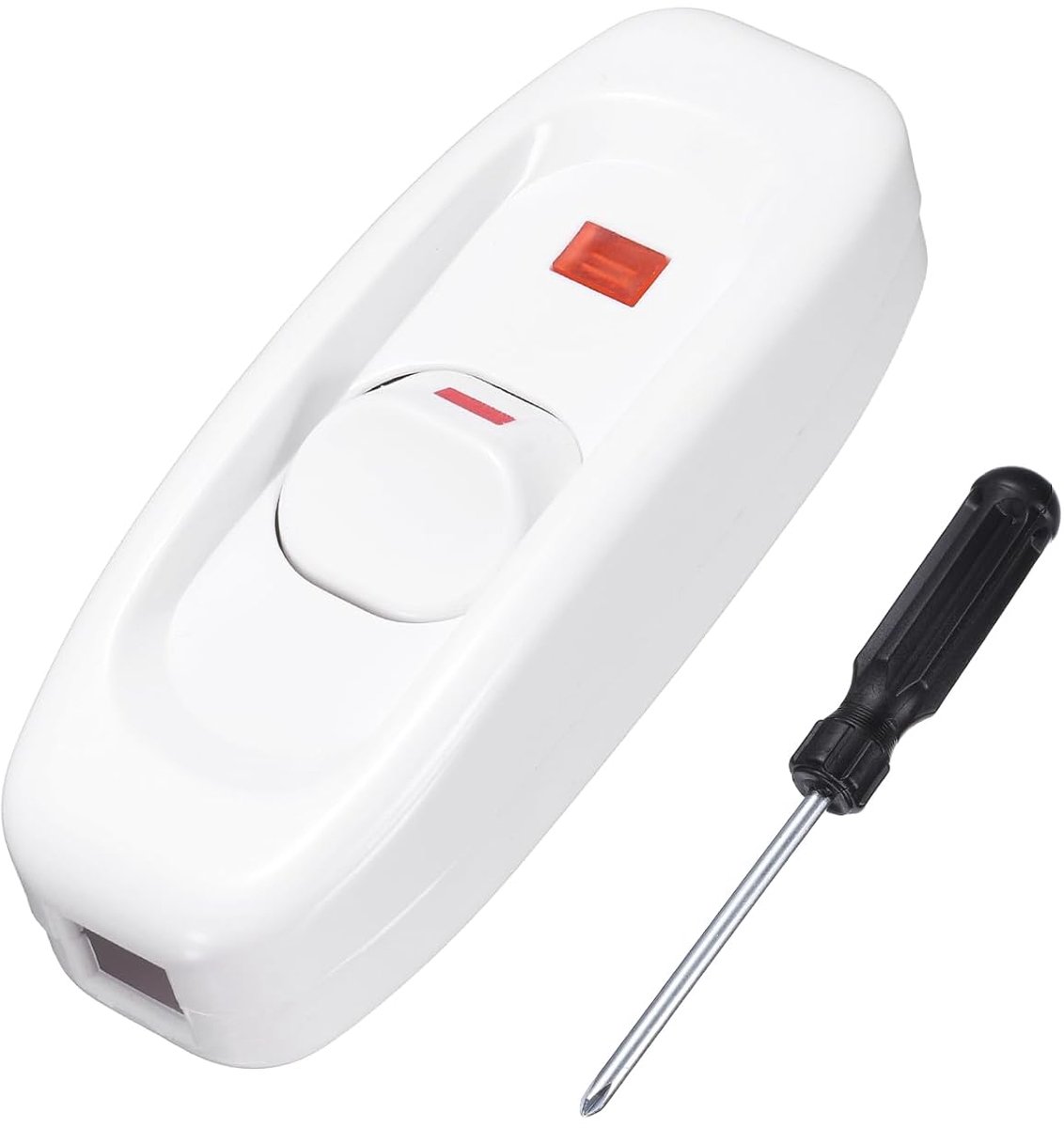 Inline schakelaar, 250 V, 10 A, aan/uit-schakelaar met verlichting en schroevendraaier, vervanging, reparatie, controleknop, aan/uit, voor lamp, bed, ledlampen, wit