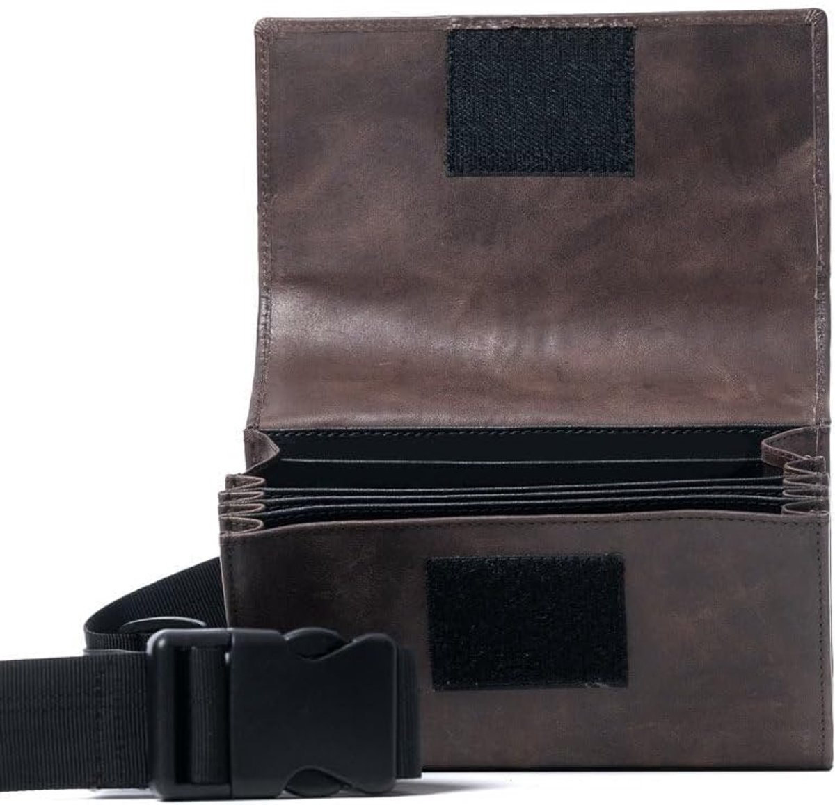 Kelnerbeurs met nylon strap - 5 vakken - echt leer - stijlvol en praktisch - SnelShoppen