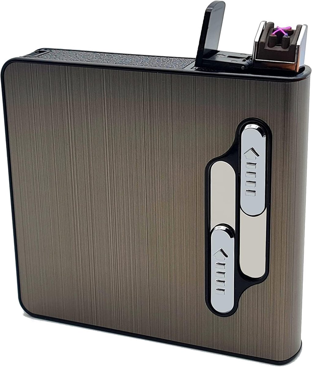 Etui met plasma-aansteker lichtboog-aansteker doos cadeauartikel cadeau-idee (Antraciet)