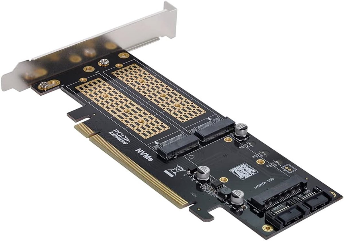 Express PCI-E 3.0 & Dual SATA naar NGFF NVME MSATA M-Key B/M-key SSD-kaartadapter 3in1