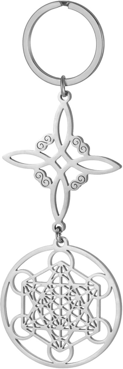 Cube Heks Knoop Sleutelhanger Keltische Triquetra Trinity Heilige Geometrie Sleutelhanger Zegels van Aartsengel Talisman