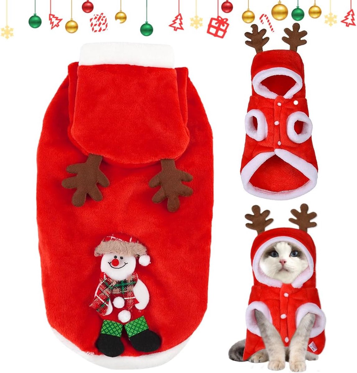 Kerstkostuum voor honden, katten, sweatshirt met capuchon, kostuum, Kerstmis, huisdieren, XL