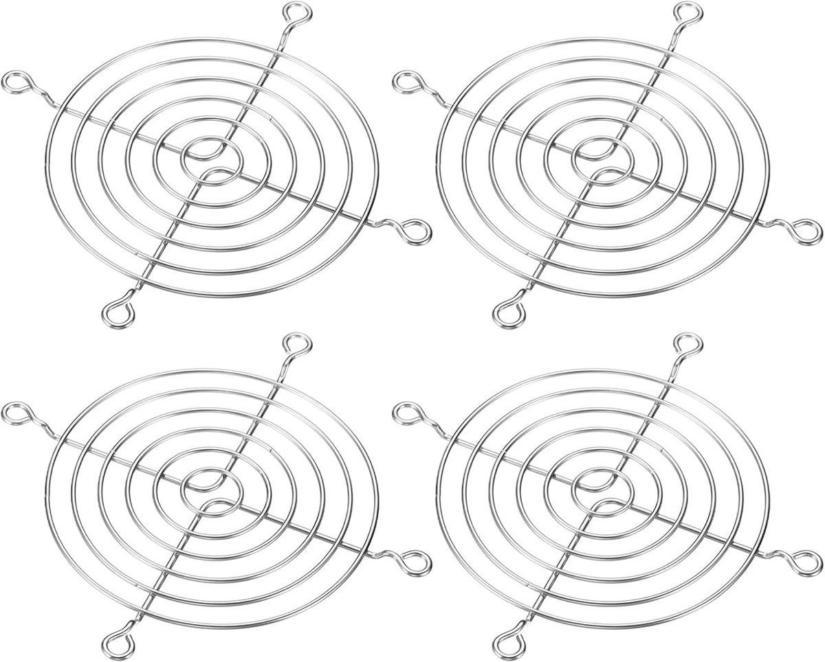 90mm Fan Finger Grill, 4 Pack 304 RVS Grill Protector Guard Fan Beschermhoes voor 90x90mm Fans voor Apparatuur Computer DIY, Zilver