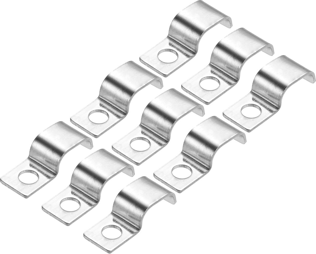 Slangklemmen, 20 stuks, slangklem van roestvrij staal 304, geschikt voor buizen 1/2 inch (12 mm) klemspanning 1 gat 6 mm hoogte doorlopende buizen, afvoer Emt slangbevestiging