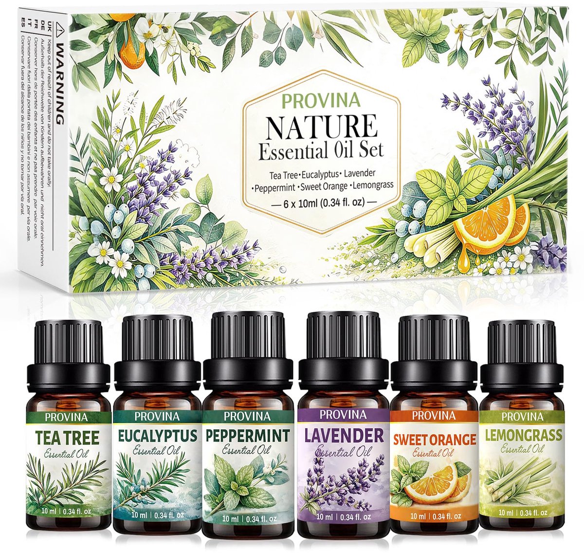Etherische olie set 6 x 10 ml - natuurlijke geuren - voor diffuser - creëer een ontspannen sfeer - SnelShoppen