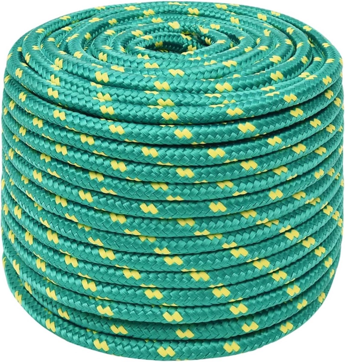 Touw 14 mm × 100 m, groen, van polypropyleen, weerbestendig, slijtvast, voor zeilboten, jachten, vastmaken en kamperen