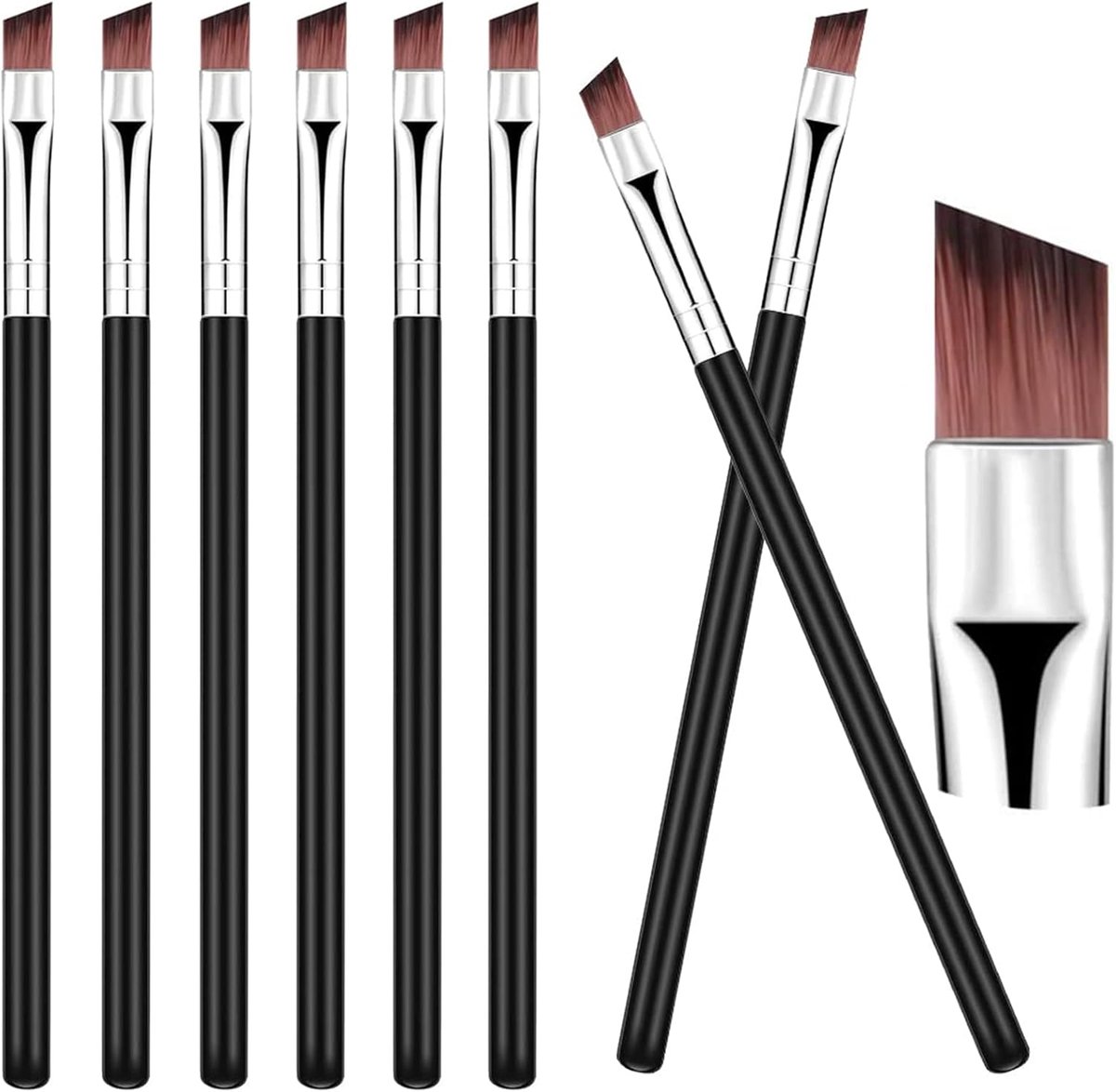 8 stuks multifunctionele cosmetische kwasten voor oogschaduw, eyeliner, concealer, wimpers en wenkbrauwen