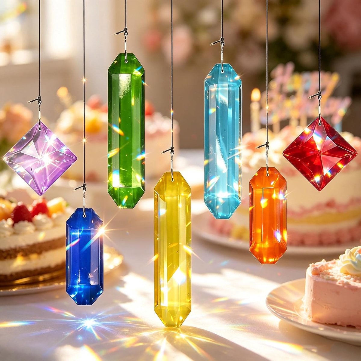 Zonnevangerset, levendige K9-glasprism-regenboogmaker, hangende decoraties, decoratieve achteruitkijkspiegelhanger voor auto en buiten (seizoenen-design)