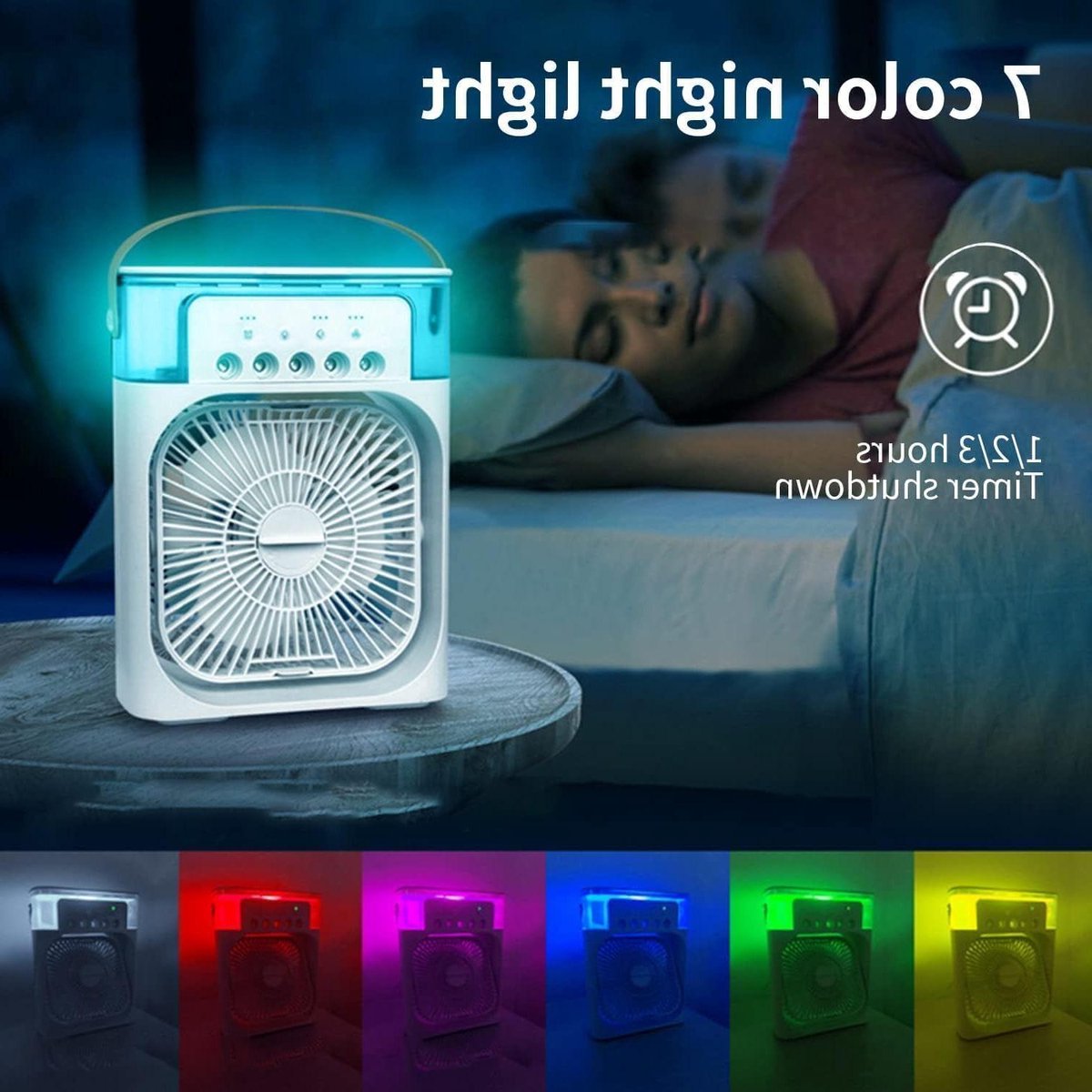 Mini Air Cooler - Persoonlijke Ventilator - Persoonlijke Koeling - 4-in-1 Multifunctioneel - 600 Gram - Blauw