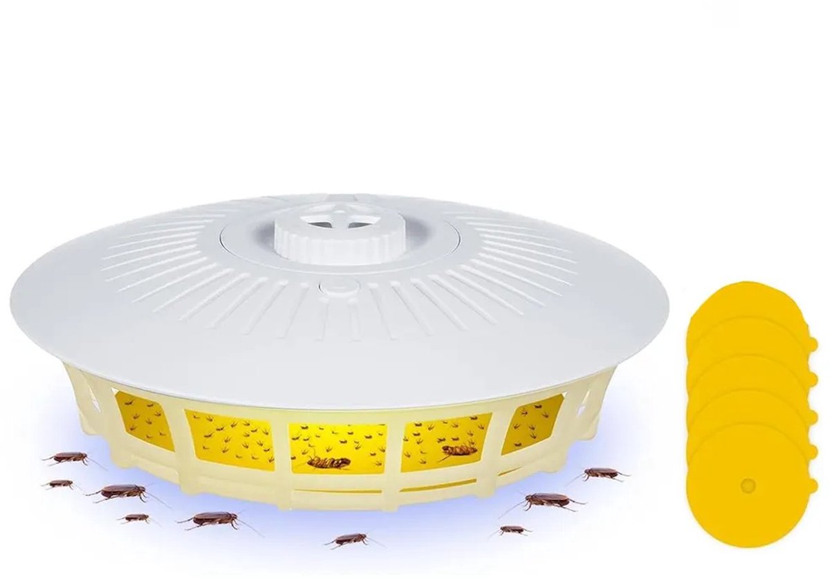 Multifunctionele insectenlamp - wordt geleverd met 5 kleefplaten | oplaadkabel + draagkoord, geschikt voor thuis, kamperen en reizen - effectief tegen muggen, vlooien en ander ongedierte.