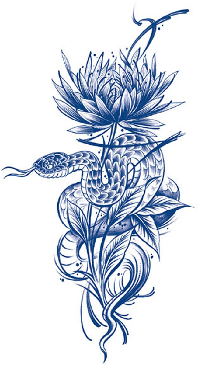 Tijdelijke tattoo Lotus Serpent 2 weken
