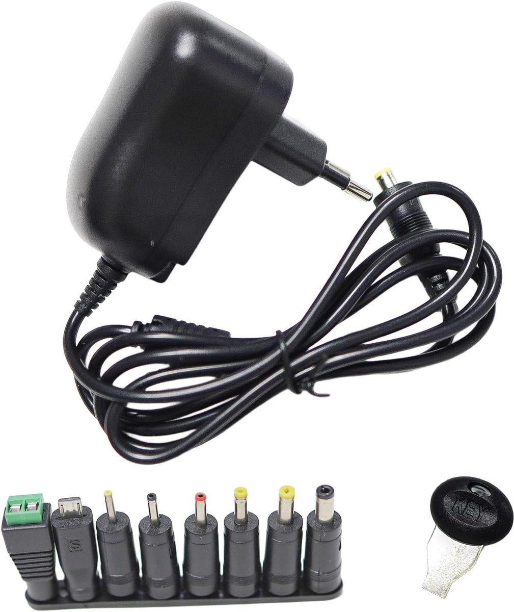 AC/DC Adapter 12V 3A - 7 Spanningsniveaus - 8 DC Aansluitingen - Geschikt voor CCTV en DVR - ShopVlot