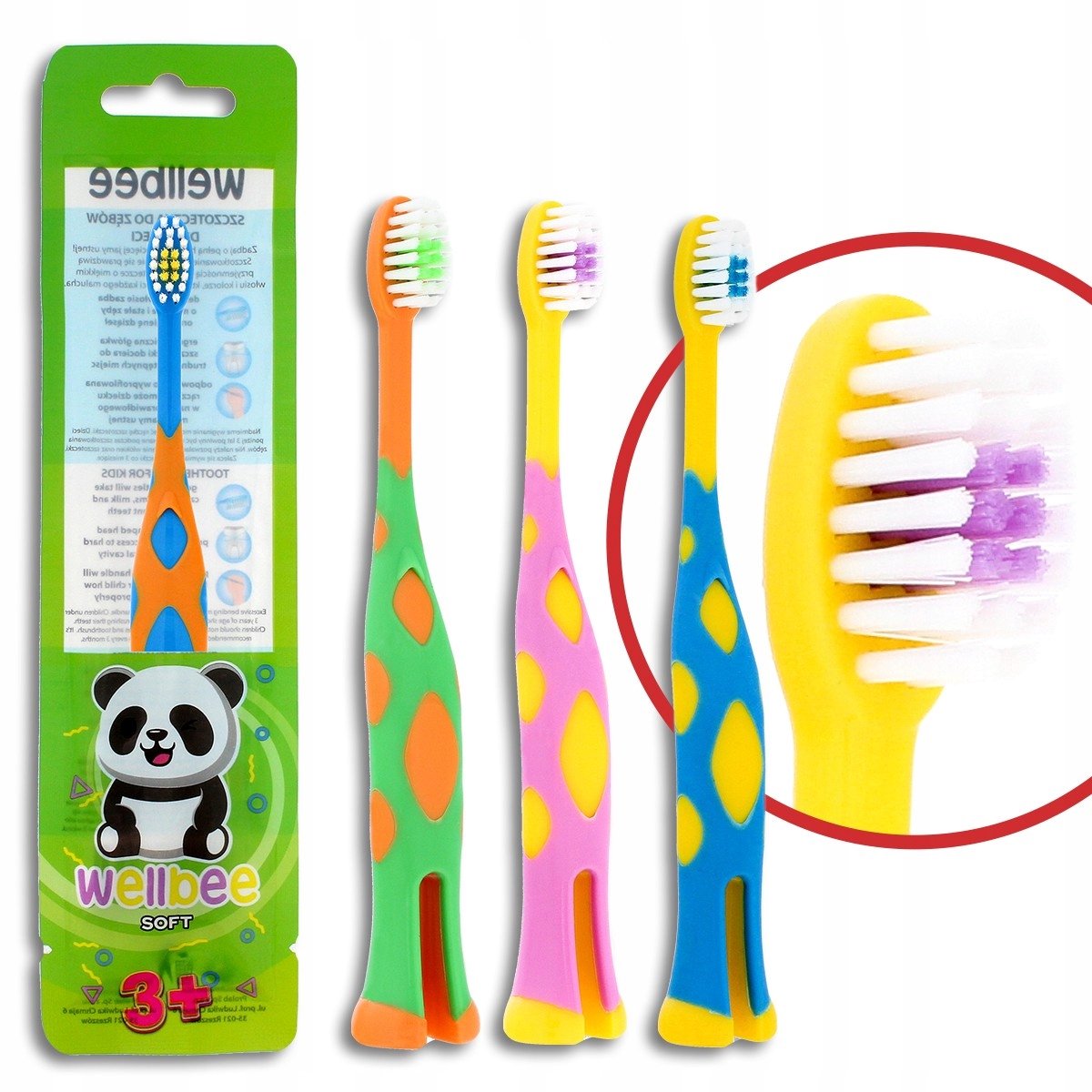 Wellbee Kinder Tandenborstel KIDS (3+) Travel Soft - Zacht & Kleurrijk