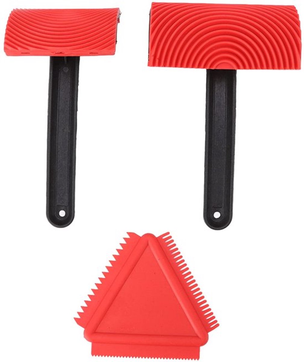 Houtnerf Schildergereedschapset 3-delig - Rubber, Niet-Vervormend, Voor DIY Muurschilderingen