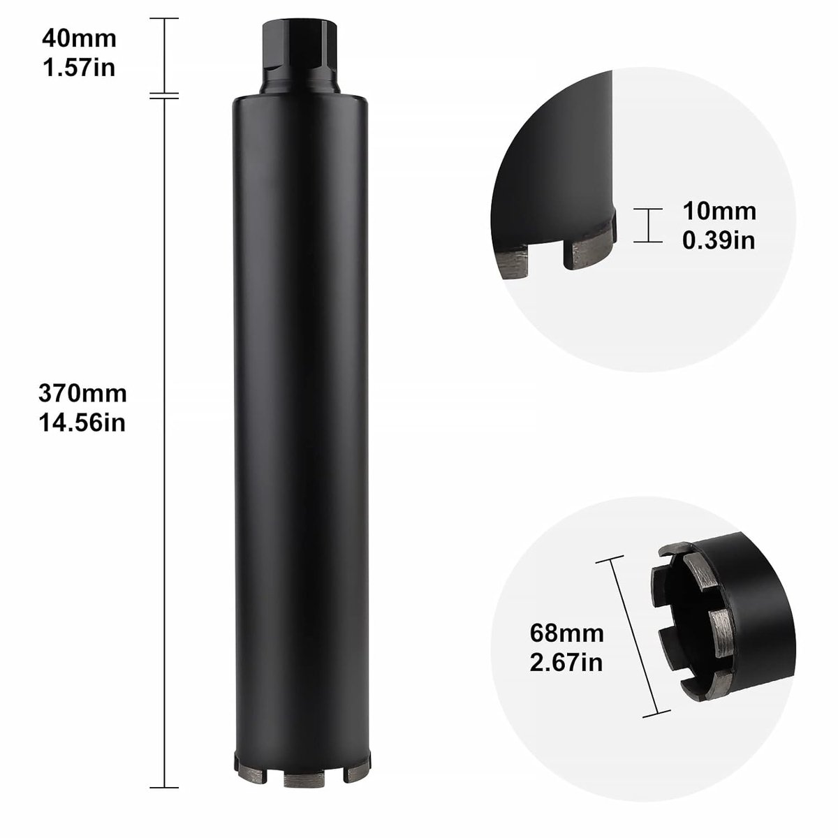 Diamantboorkroon - Kernboor Betonboor - Gaten Boren - Met SDS Plus Adapter - 68 mm x 420 mm - Niet gespecificeerd
