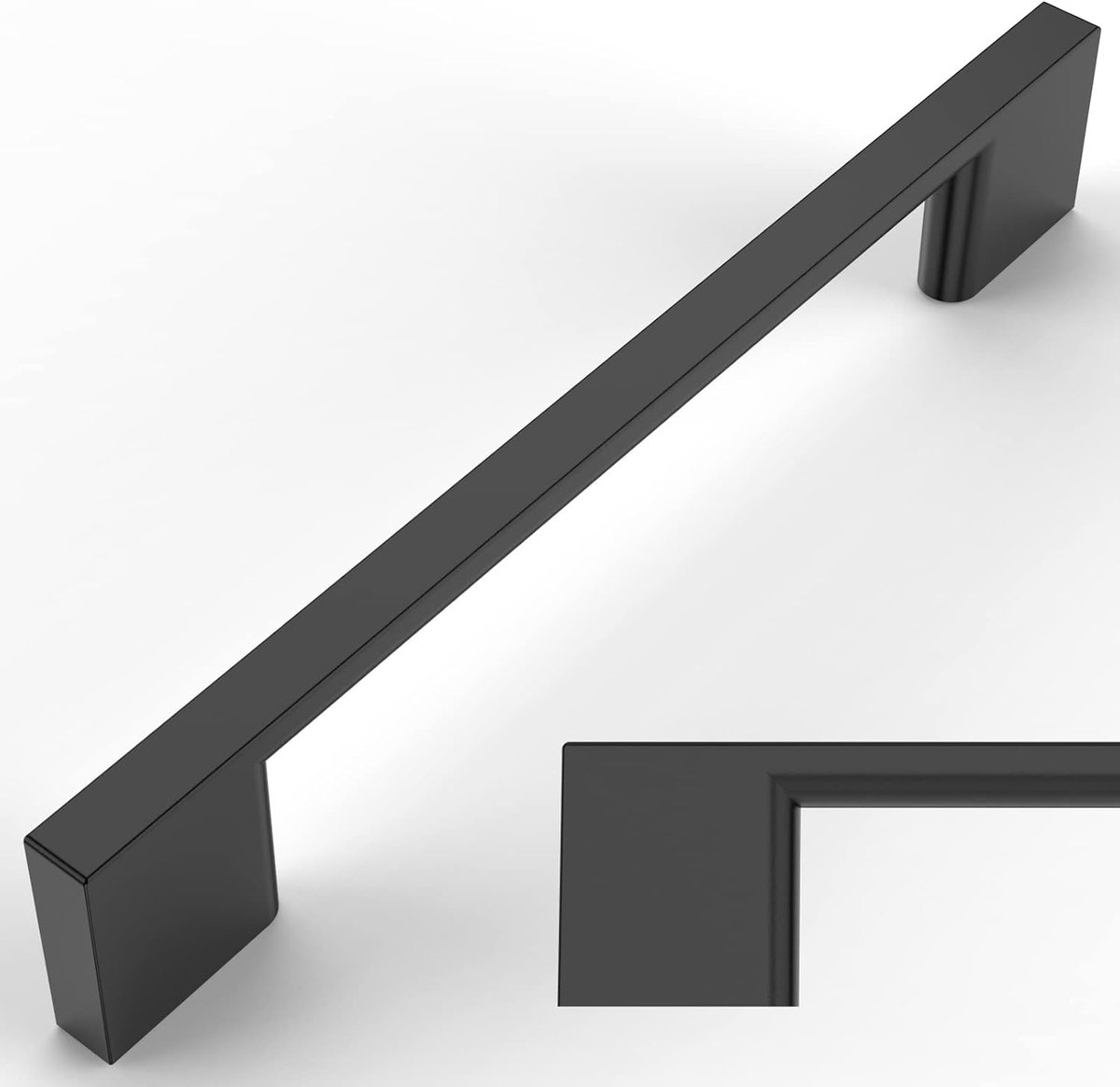 Deurklink 128mm - mat zwart - roestvrij staal - modern ontwerp voor keuken en kantoor - SnelShoppen