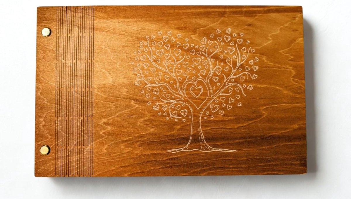 Gastenboek houten - met levensboom gravure - rustieke uitstraling - voor herinneringen op evenementen - SnelShoppen
