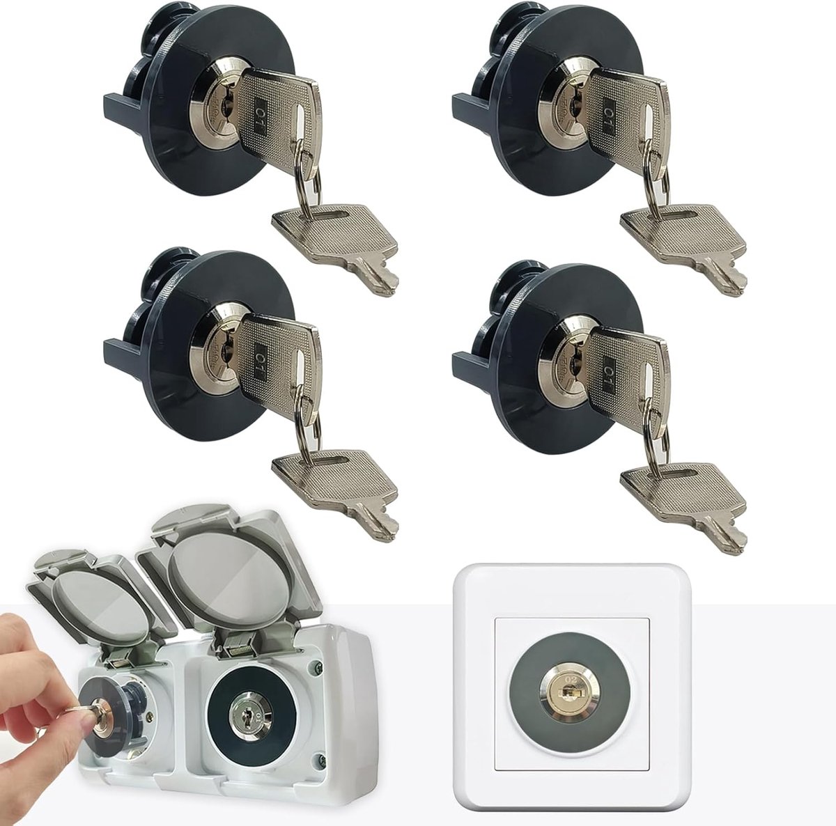 Socket lock - 4 pack - voorkomt stroomdiefstal - veilig voor kinderen en huisdieren - energiekosten besparen - SnelShoppen