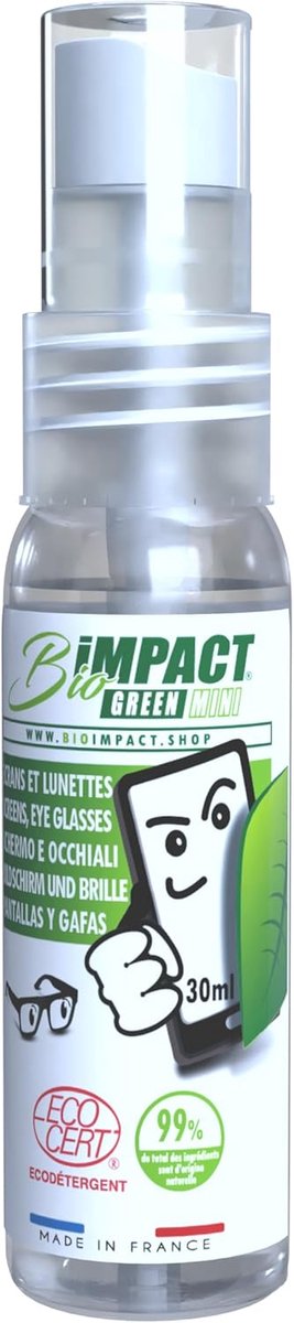 Schoonmaakmiddel voor telefoonschermen en brillen - 30 ml - 99% natuurlijk - Ecocert gecertificeerd - SnelShoppen
