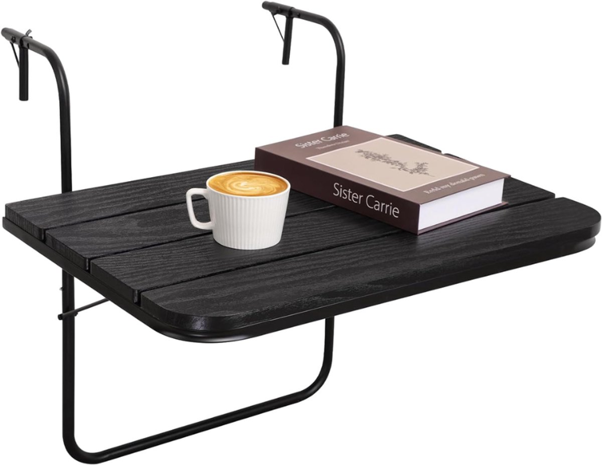 ZRNS® Balkontafel Hangend - Inklapbaar - Verstelbare Hoogte - Zwart